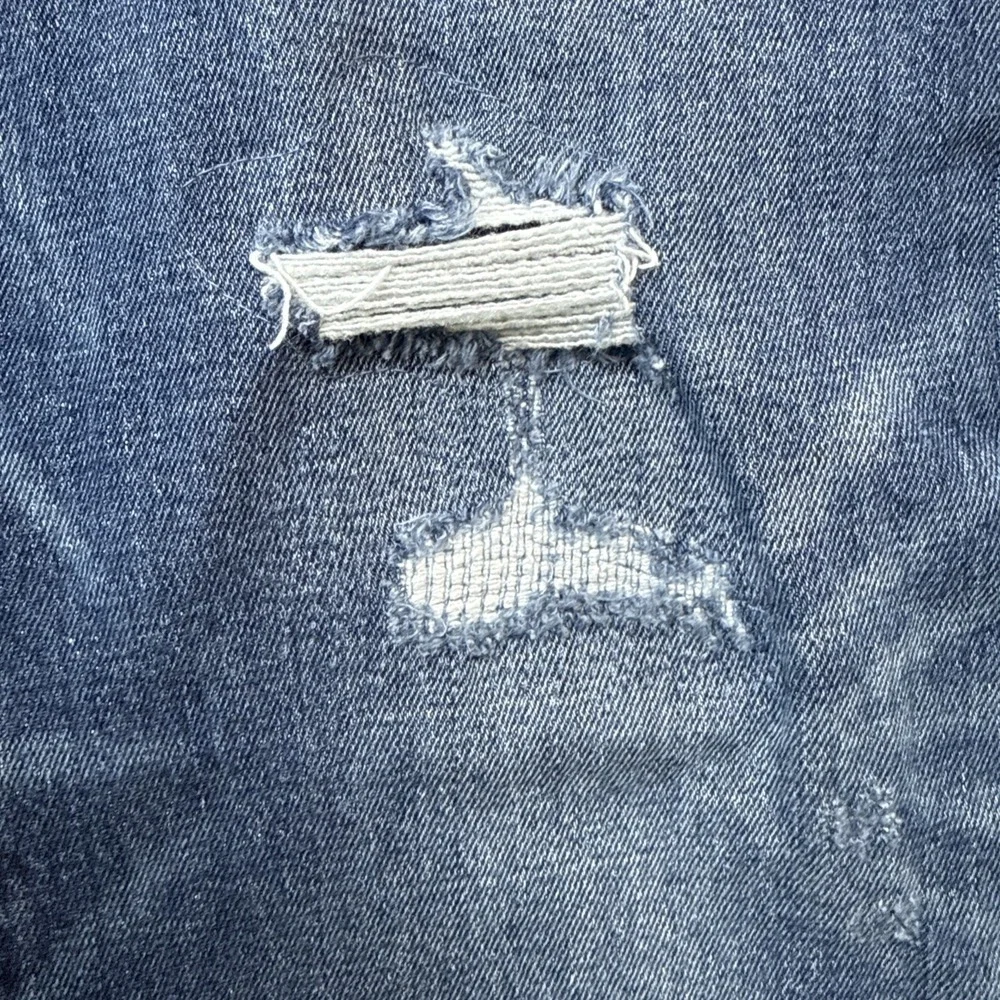 Point‎ Sur Jeans Womens 27 Blue High Rise Slim Boy Distressed Patched Raw Hem
